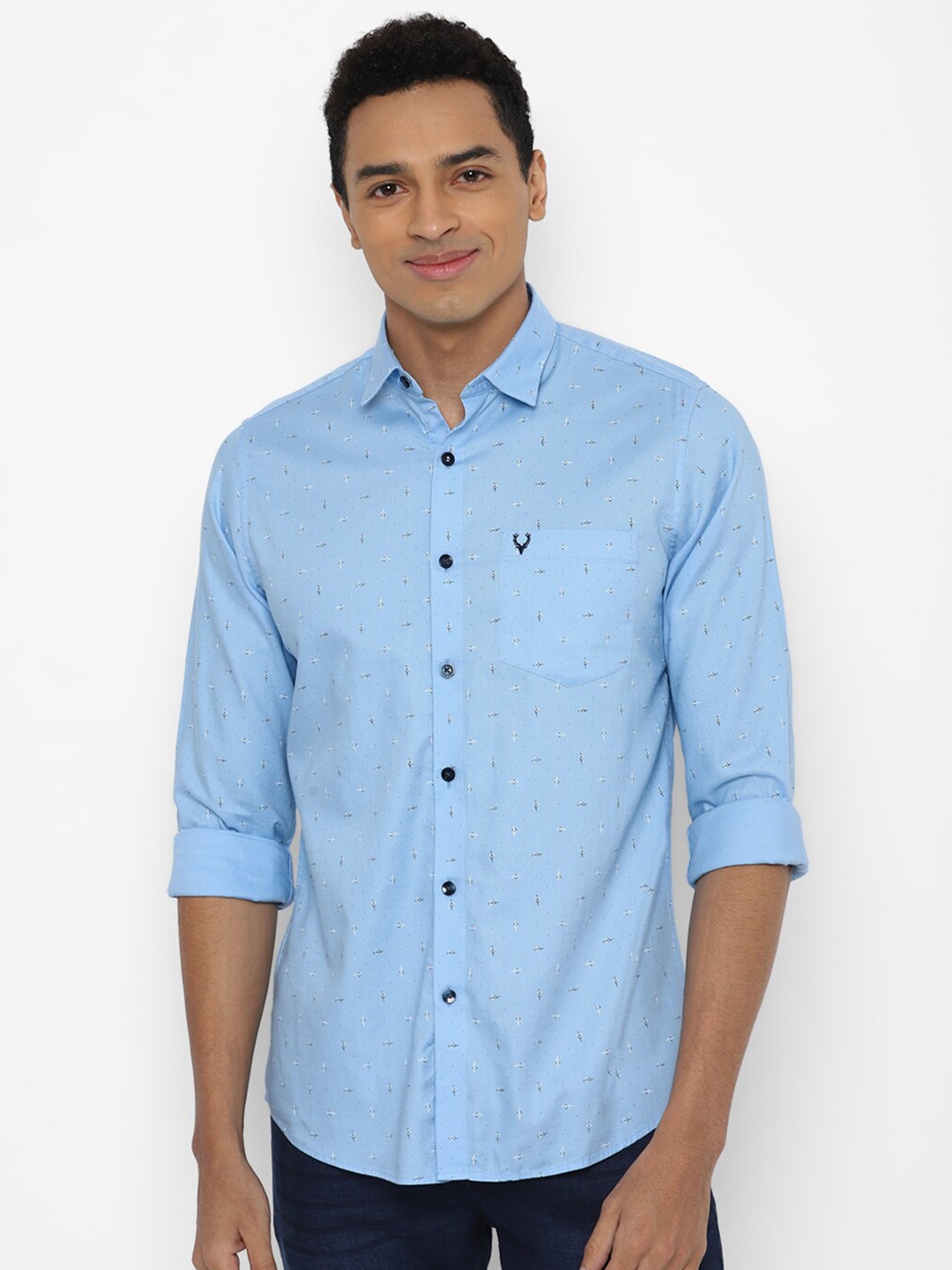 

Allen Solly Men Blue Slim Fit Printed Cotton Casual Shirt