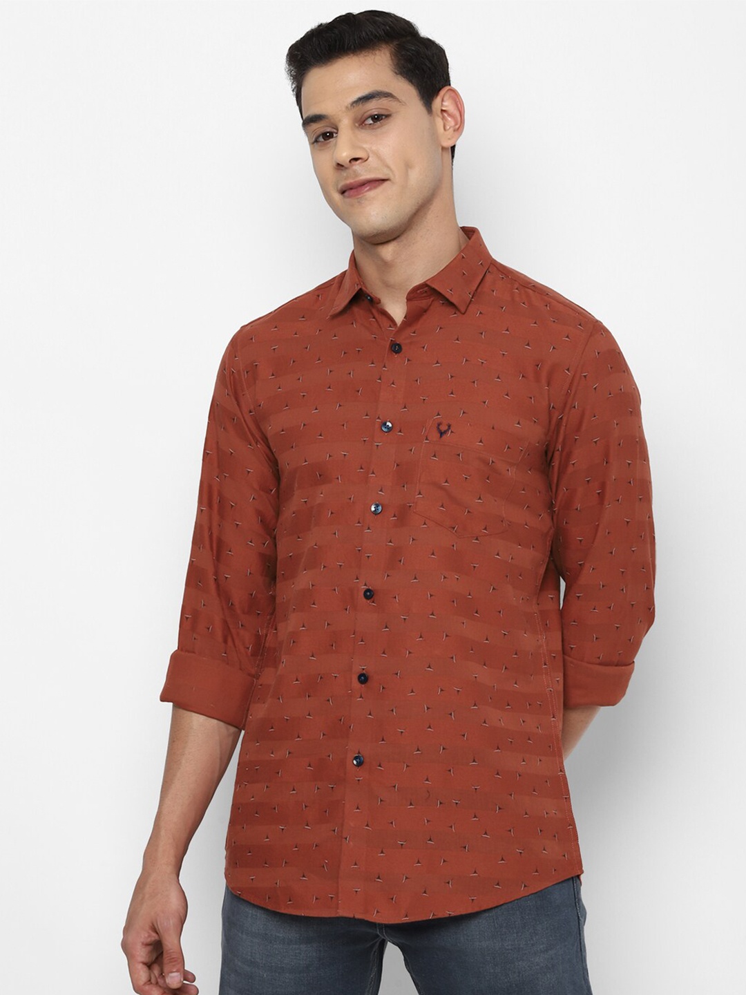 

Allen Solly Men Maroon Slim Fit Pure Cotton Printed Casual Shirt