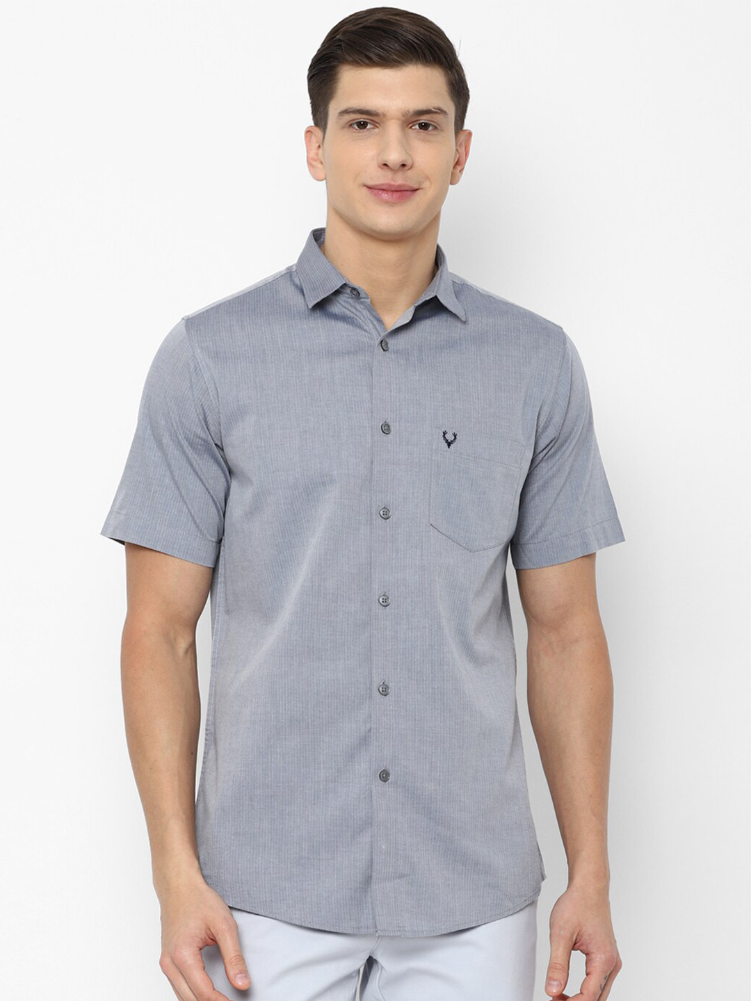 

Allen Solly Men Grey Slim Fit Cotton Casual Shirt