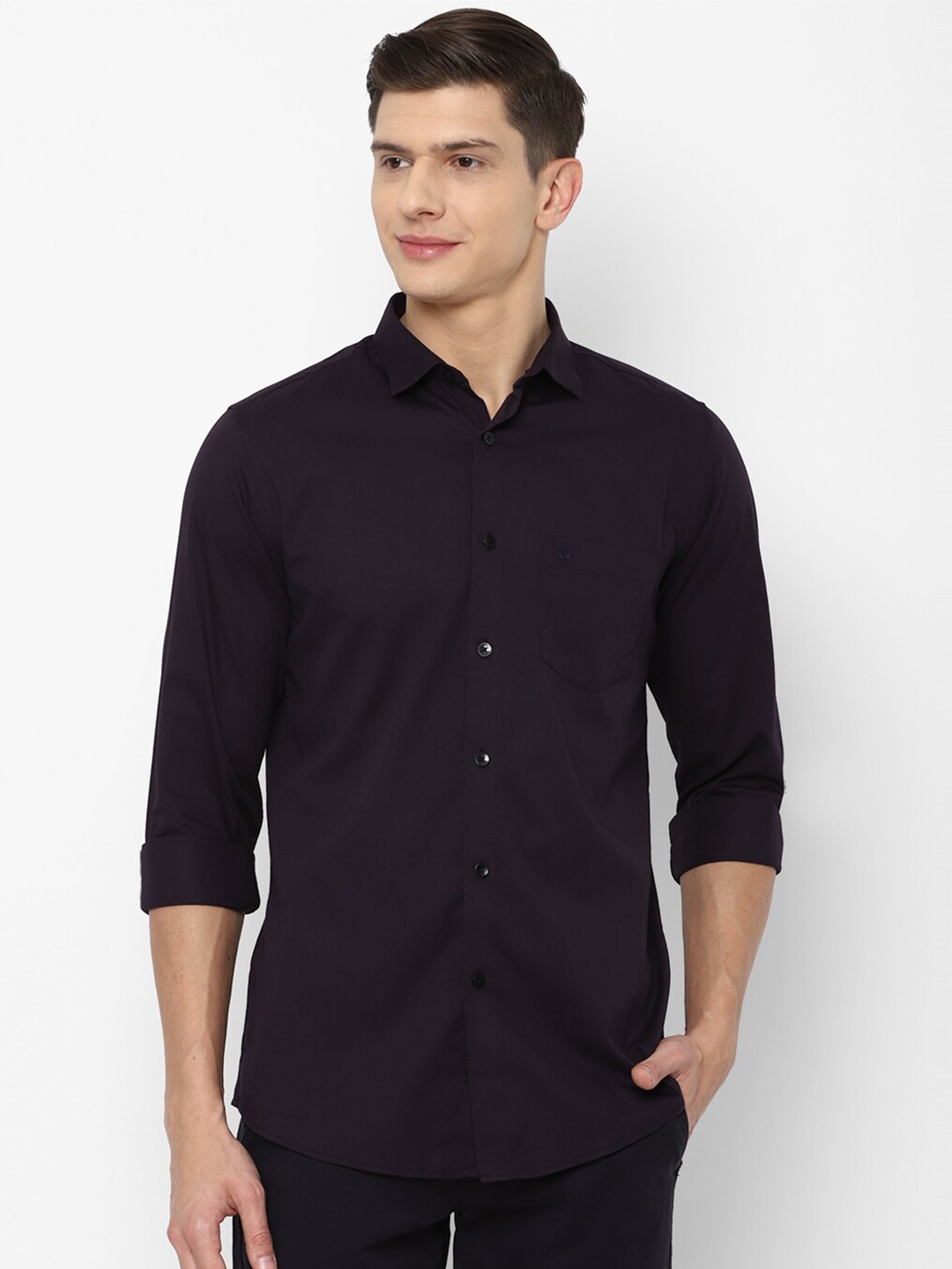 

Allen Solly Men Navy Blue Slim Fit Pure Cotton Casual Shirt