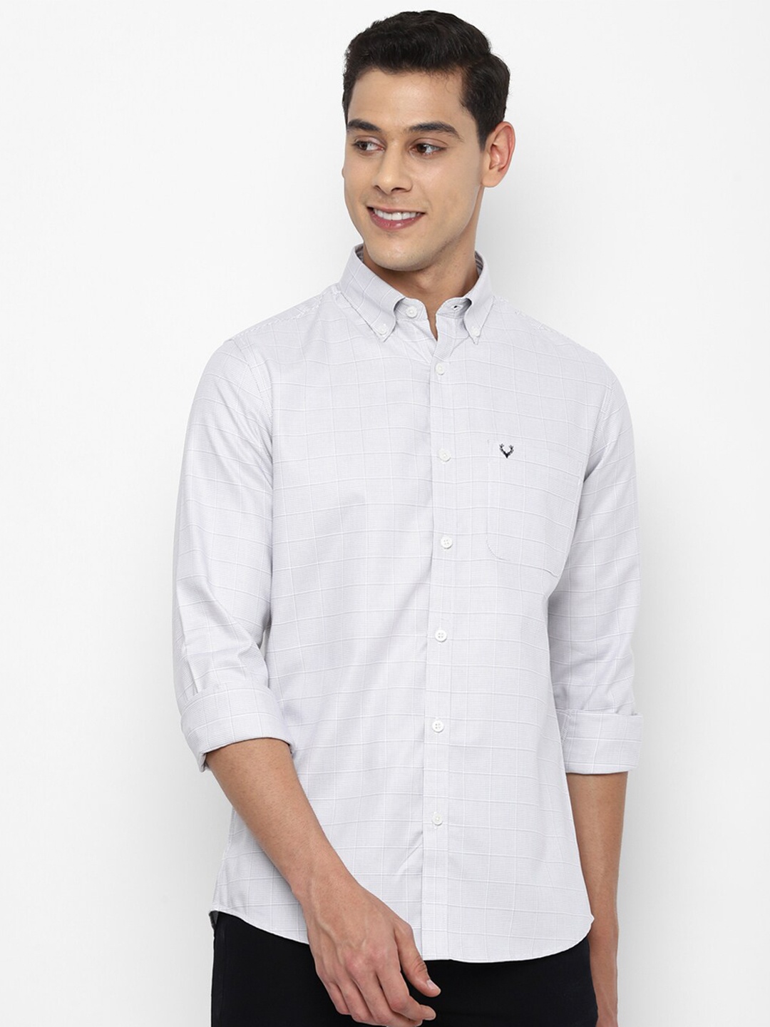 

Allen Solly Men Grey Slim Fit Micro Checks Cotton Casual Shirt