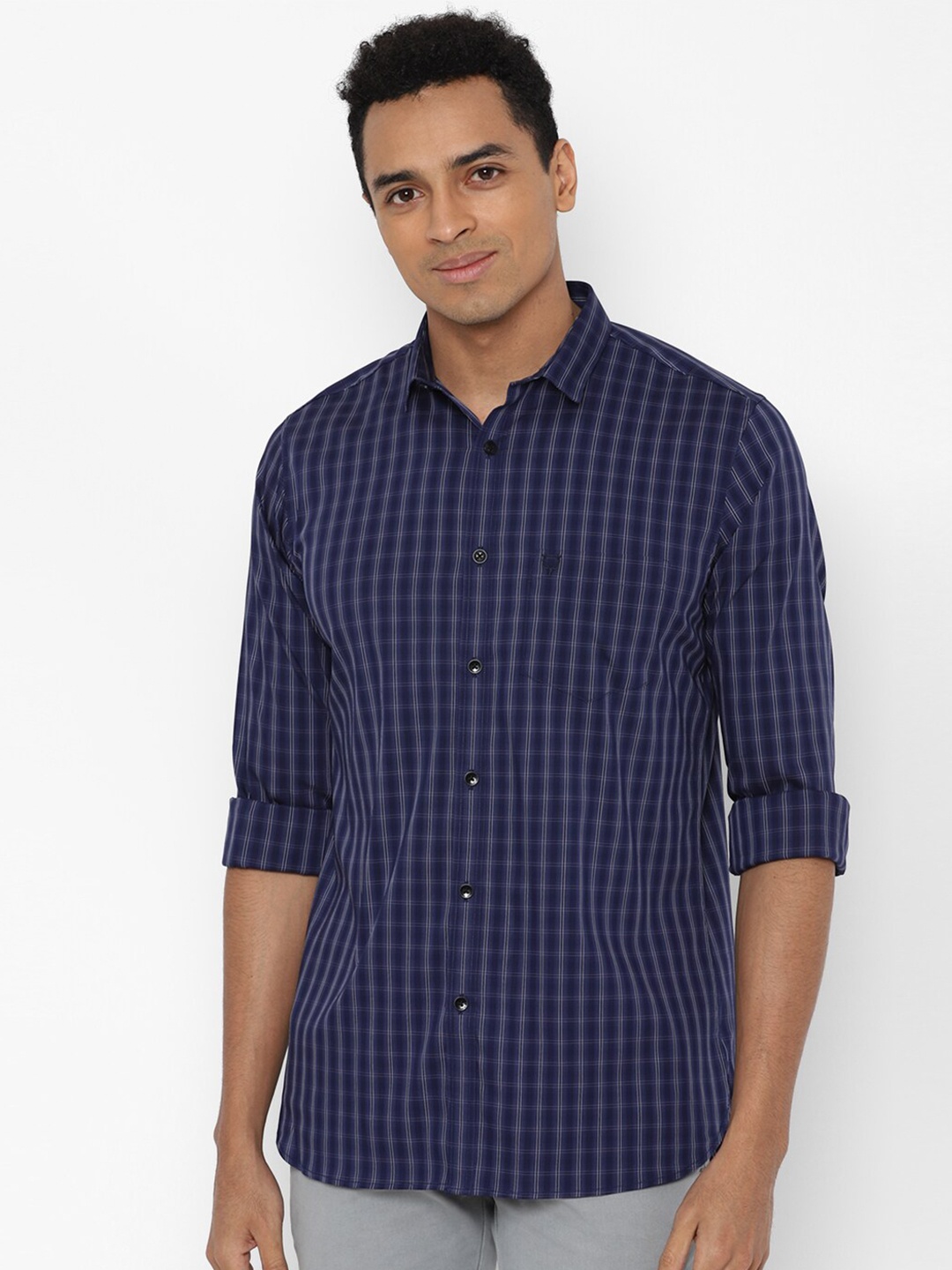 

Allen Solly Men Navy Blue Slim Fit Buffalo Checks Casual Shirt