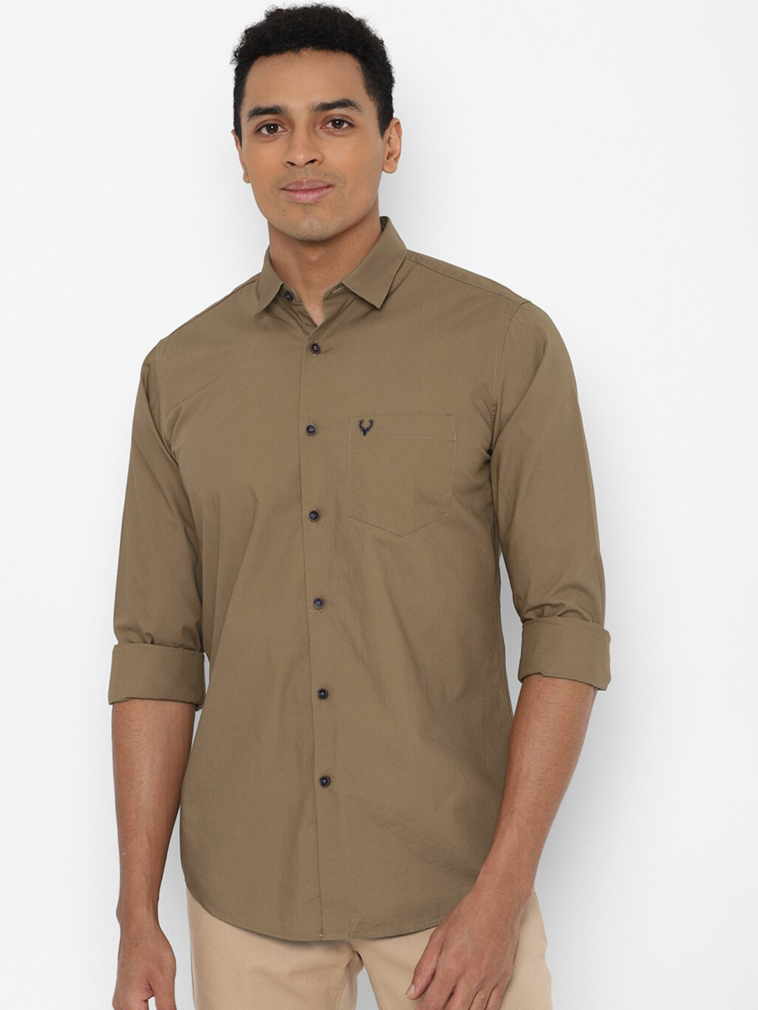 

Allen Solly Men Brown Solid Slim Fit Cotton Casual Shirt