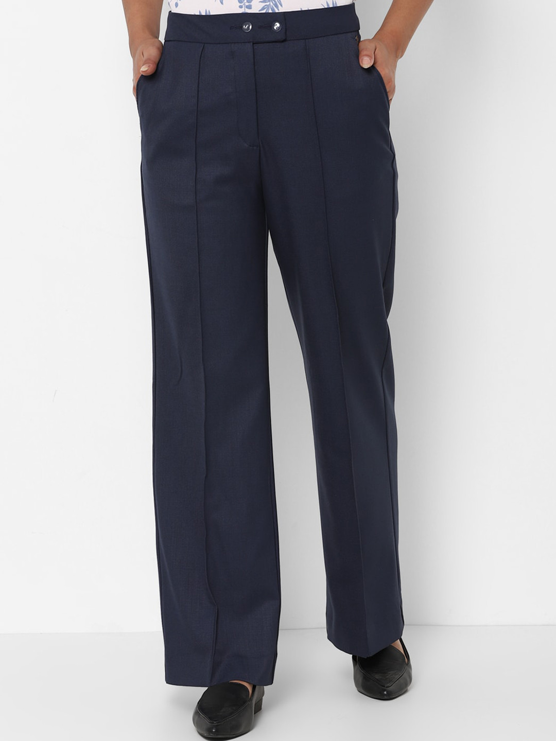 

Allen Solly Woman Women Navy Blue Solid Trousers