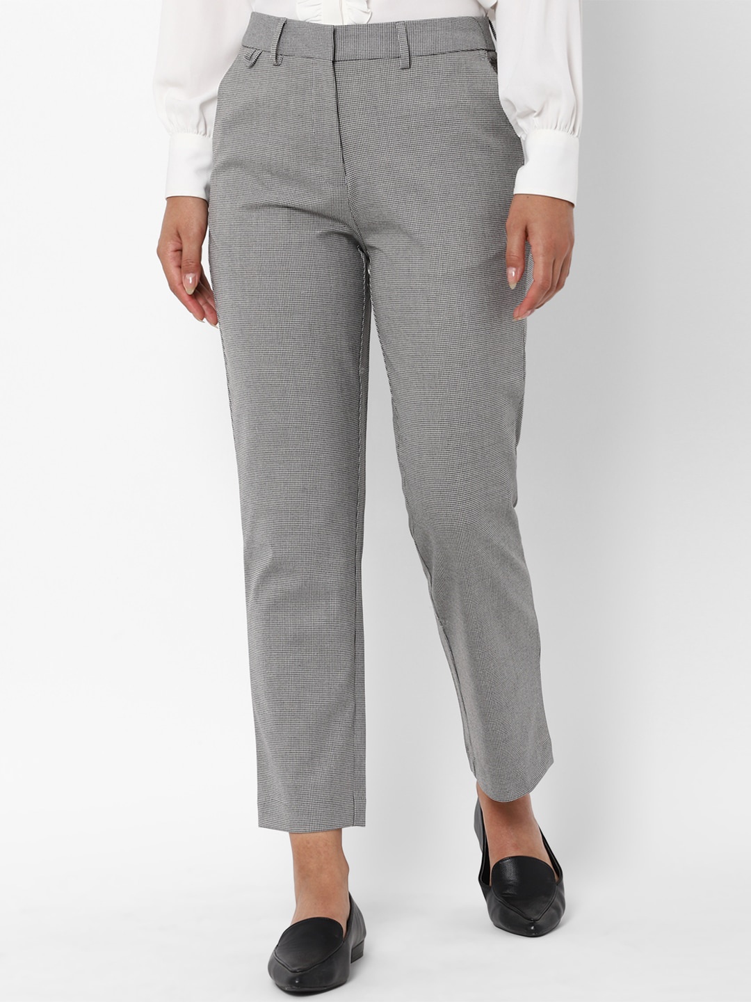 

Allen Solly Woman Women Grey Textured Trousers