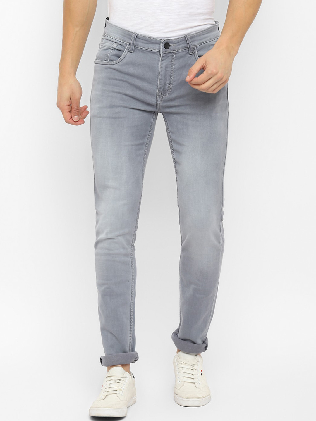 

Turtle Men Grey Narrow Tapered Fit Heavy Fade Cotton Jeans