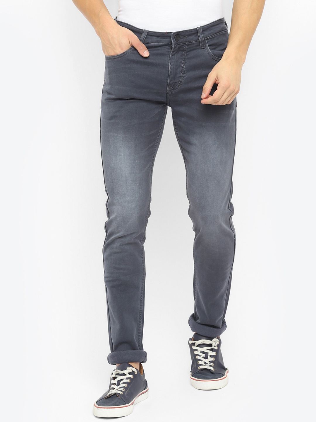 

Turtle Men Grey Narrow Tapered Fit Heavy Fade Jeans