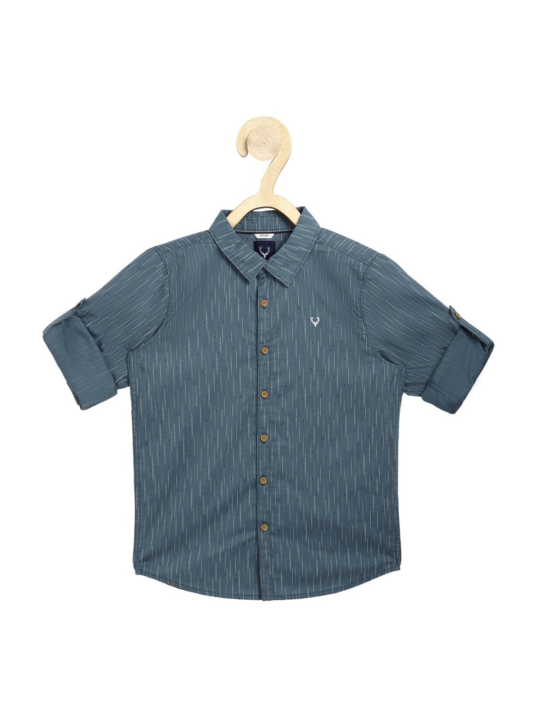 

Allen Solly Junior Boys Teal Blue Slim Fit Printed Casual Shirt