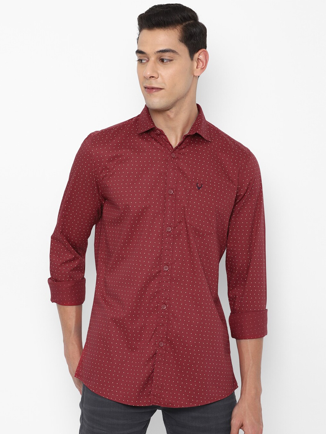 

Allen Solly Sport Men Maroon Printed Cotton Casual Shirt