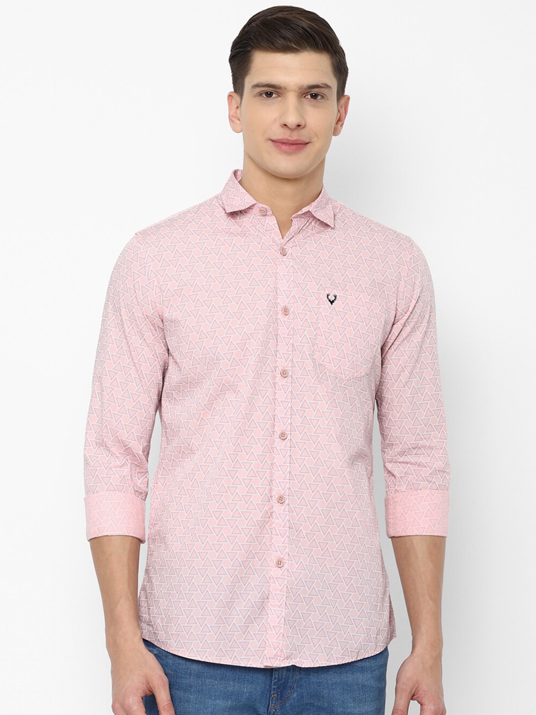 

Allen Solly Sport Men Pink Geometric Printed Pure Cotton Casual Shirt