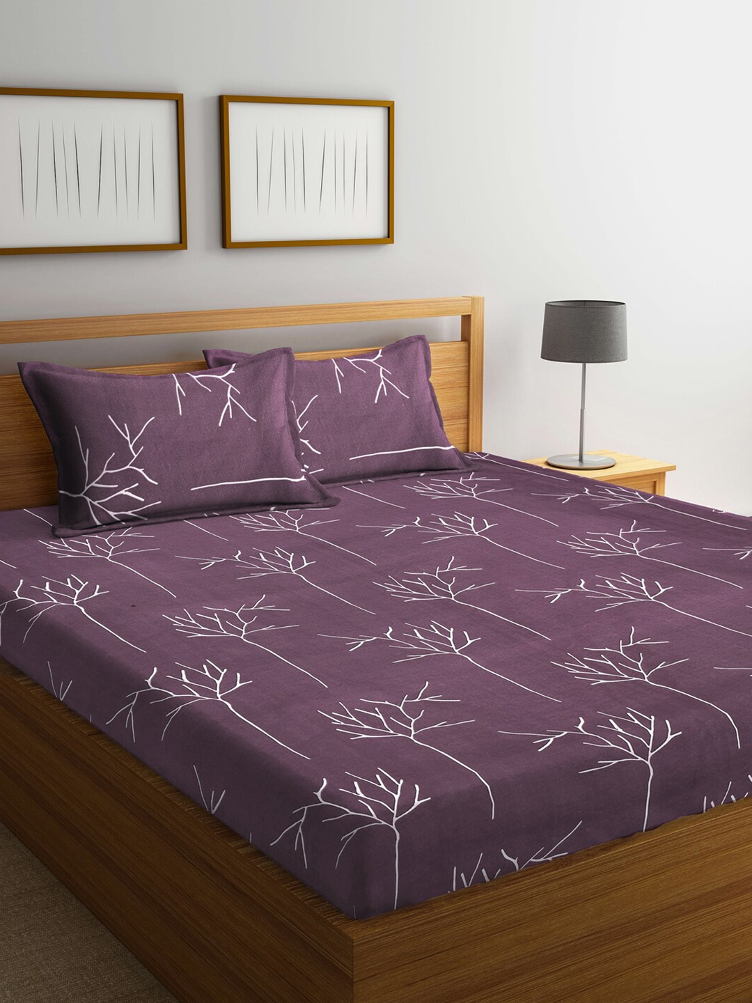 

Klotthe Magenta Printed 210 TC 1 King Bedsheet with 2 Pillow Covers