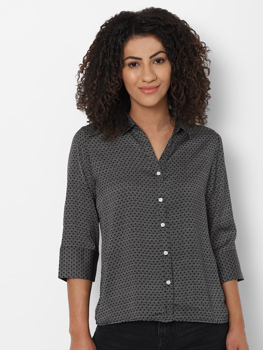 

Allen Solly Woman Women Charcoal Printed Regular Fit Casual Shirt
