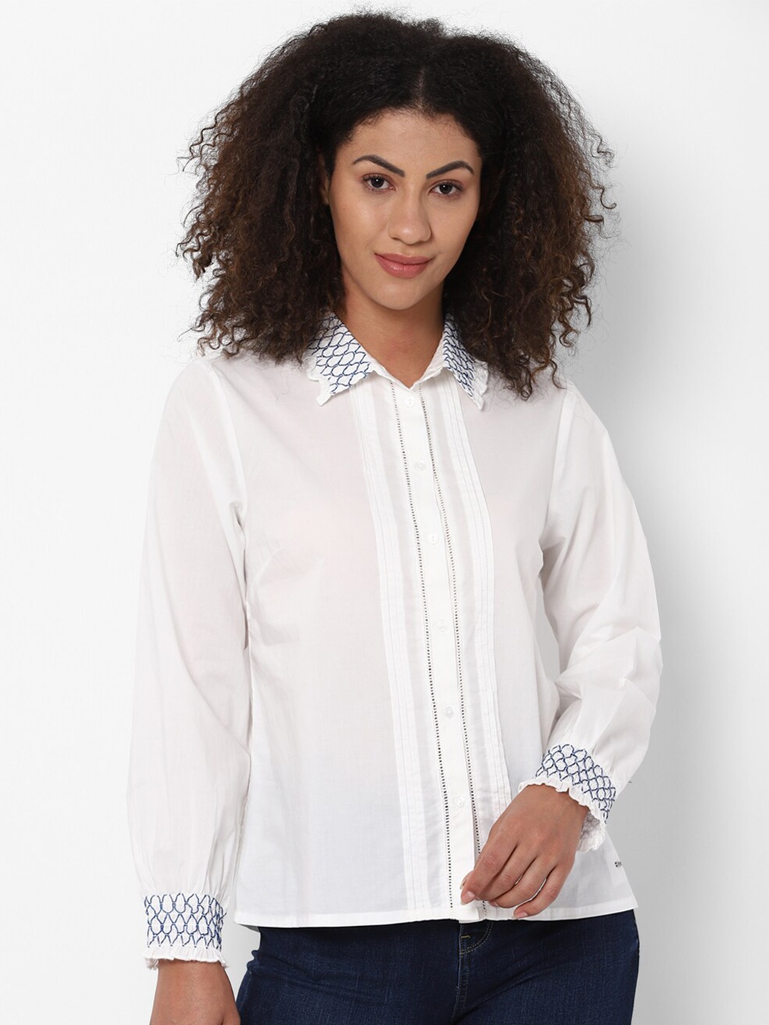 

Allen Solly Woman White Cotton Casual Shirt