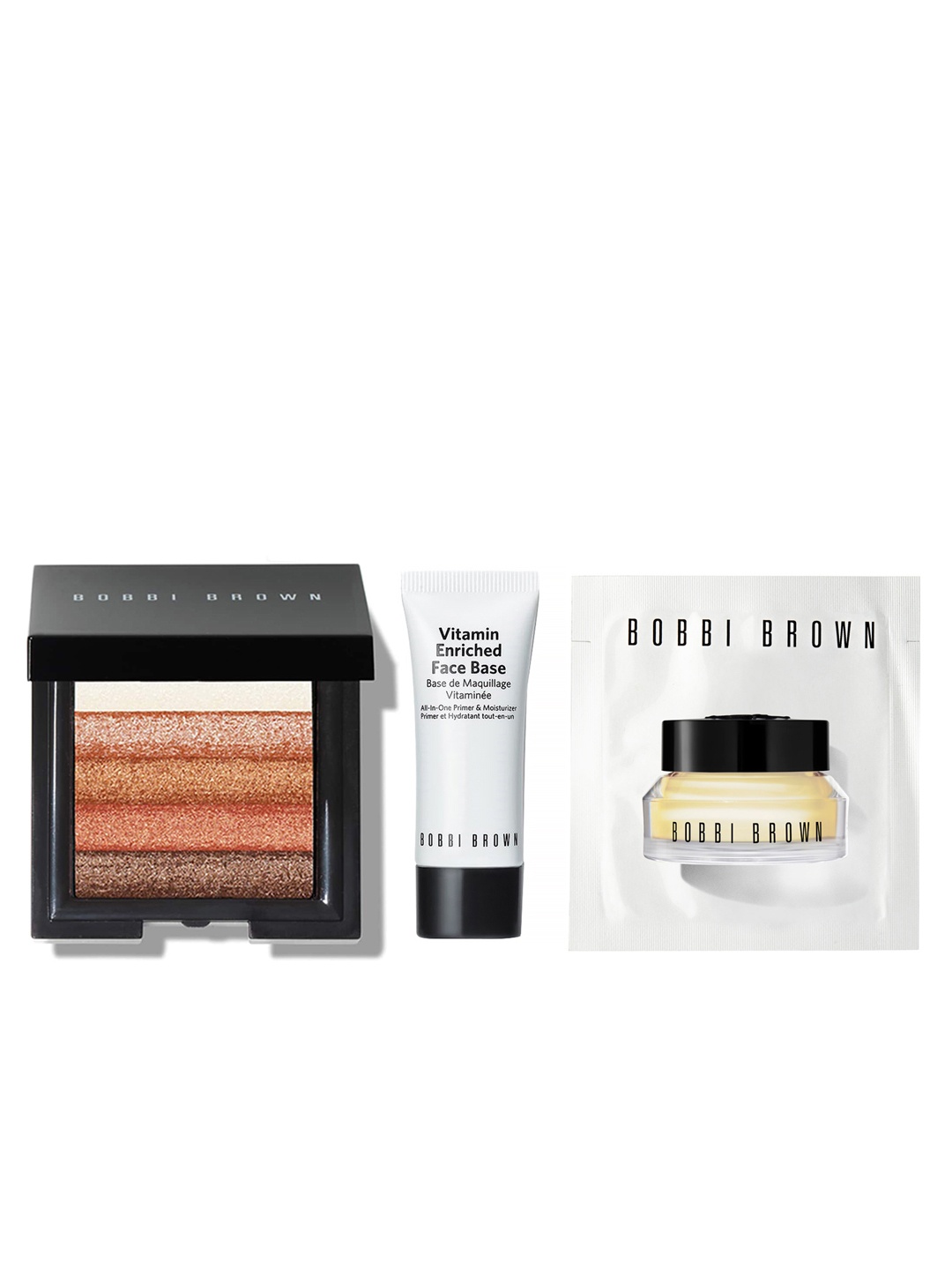 

Bobbi Brown Set of Brick Highlighter-Vitamin Face Base & Eye Base, White