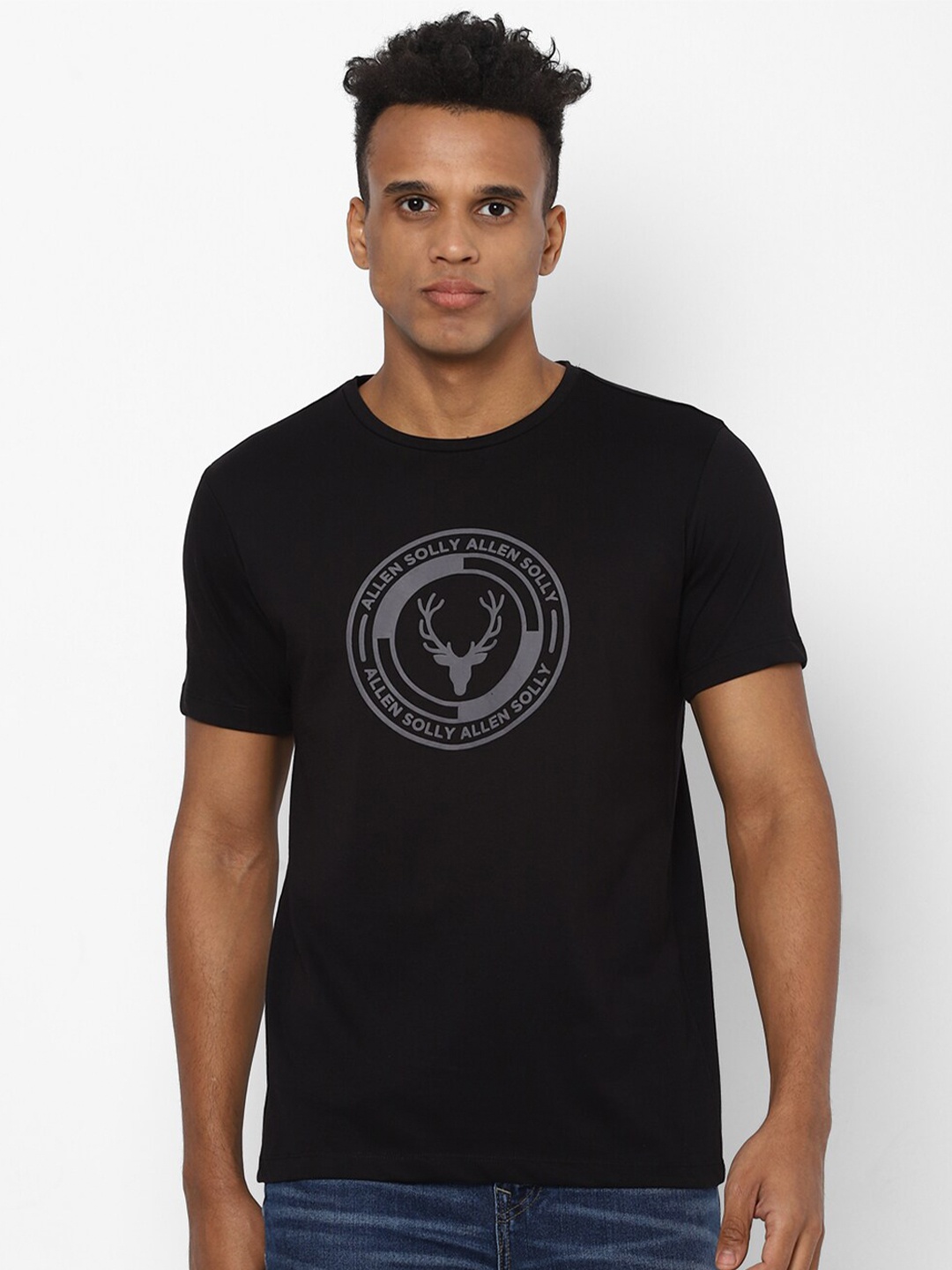 

Allen Solly Sport Men Black Printed Cotton T-shirt