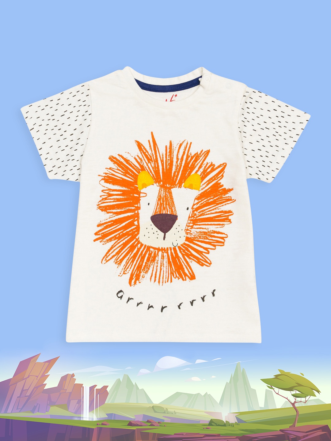 

H By Hamleys Boys White Lion Print Pure Cotton T-shirt