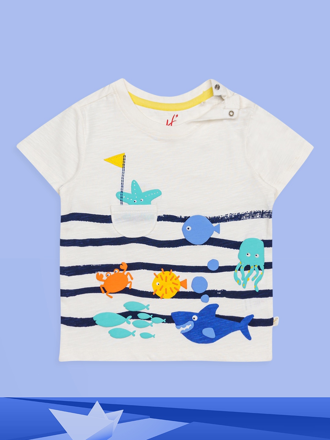 

H By Hamleys Boys White Pure Cotton Printed T-shirt