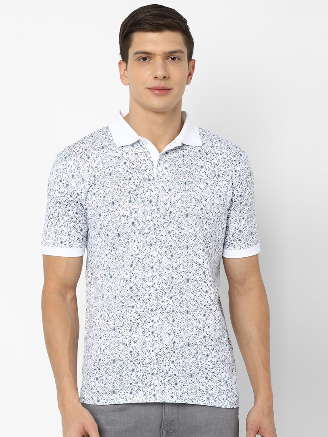 

Louis Philippe Sport Men White Printed Polo Collar T-shirt