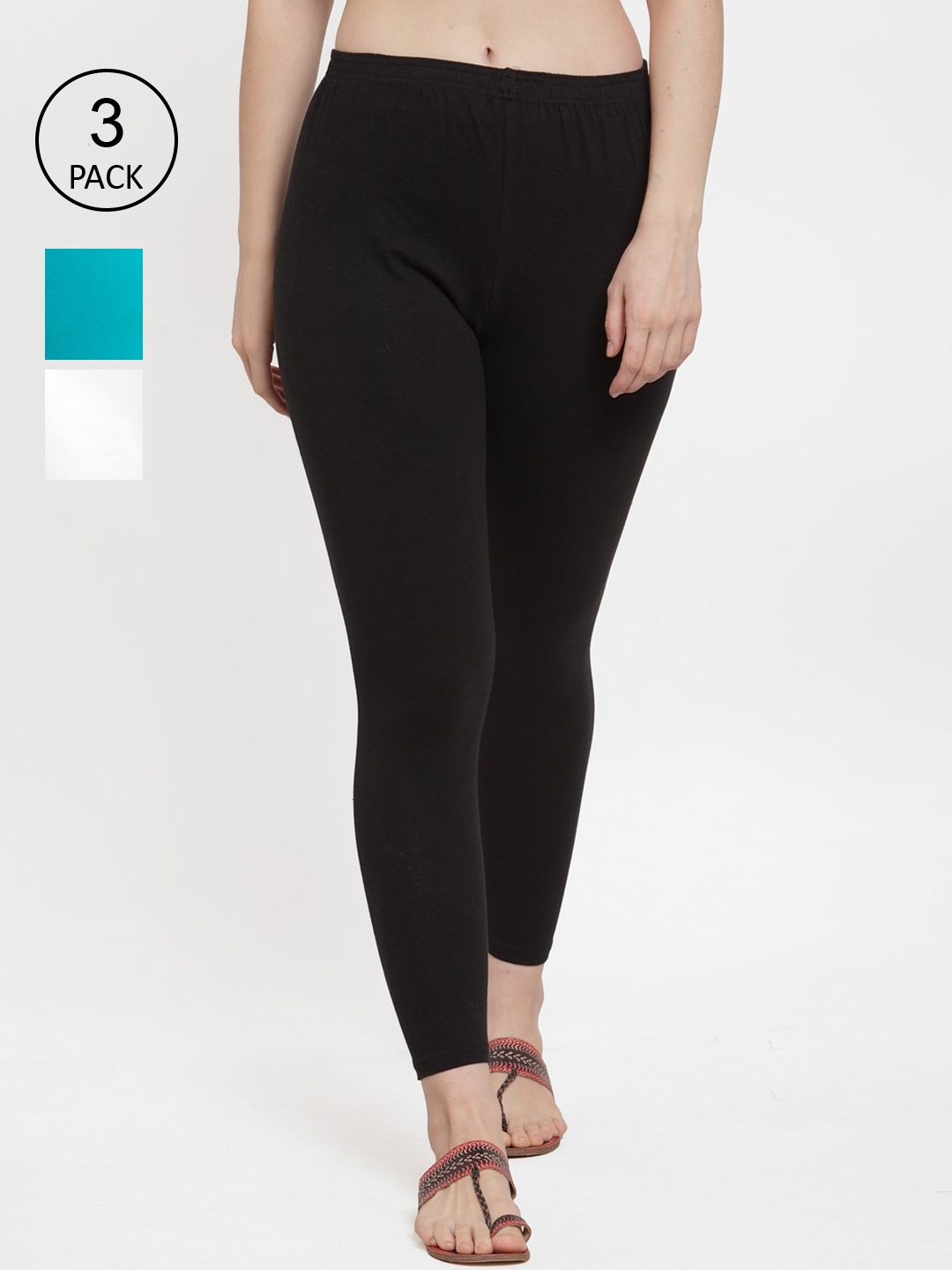 

Jinfo Women Pack Of 3 Solid Leggings, Black
