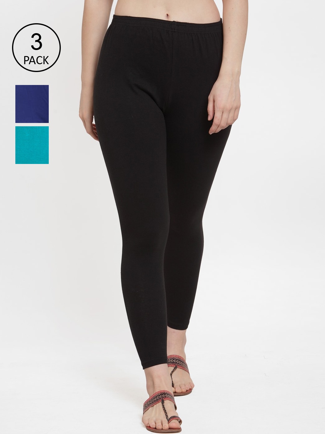 

Jinfo Women Black & Pink Solid Cotton Leggings
