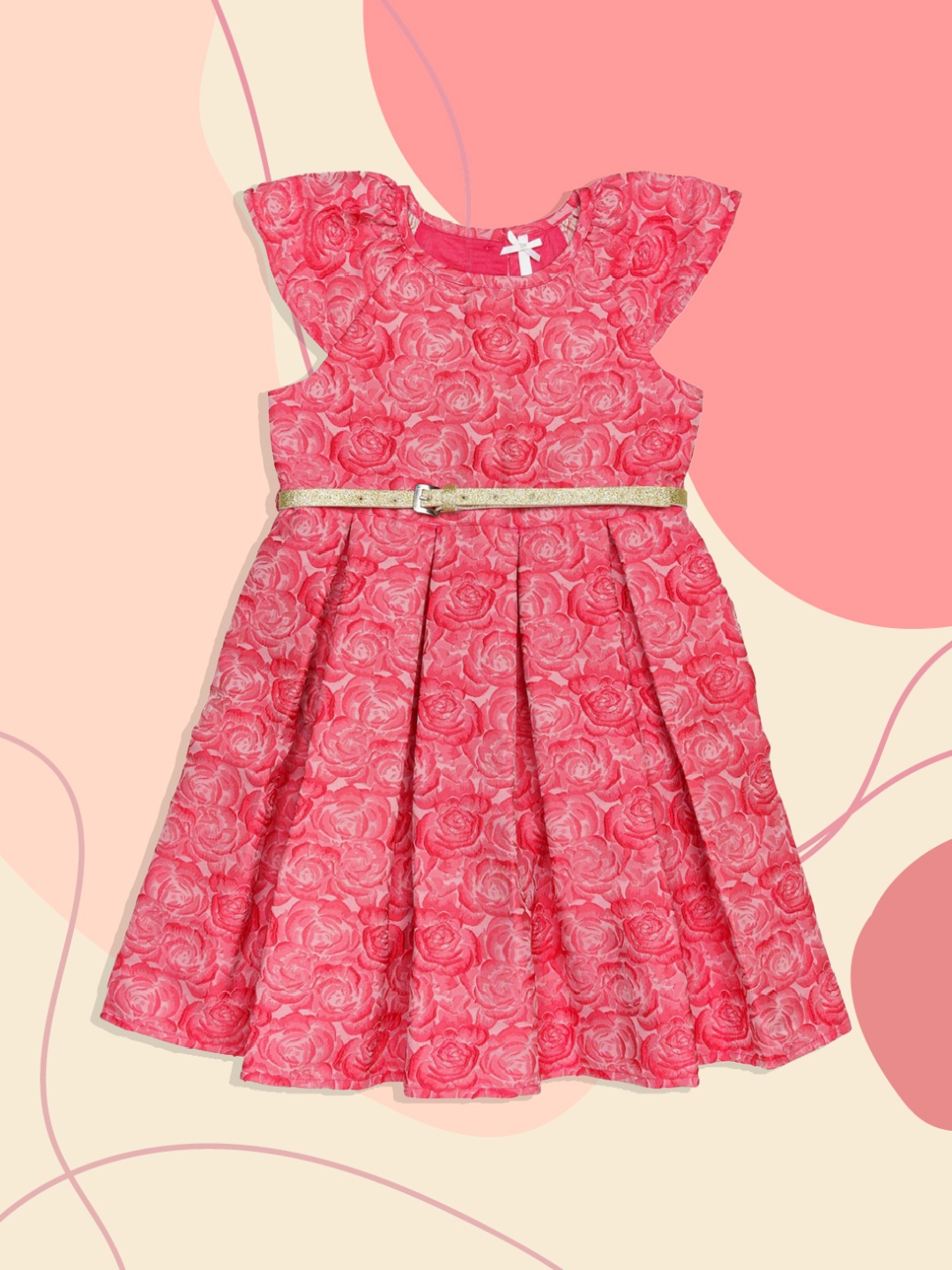

H By Hamleys Girls Coral Pink Printed Fit & Flare Dress