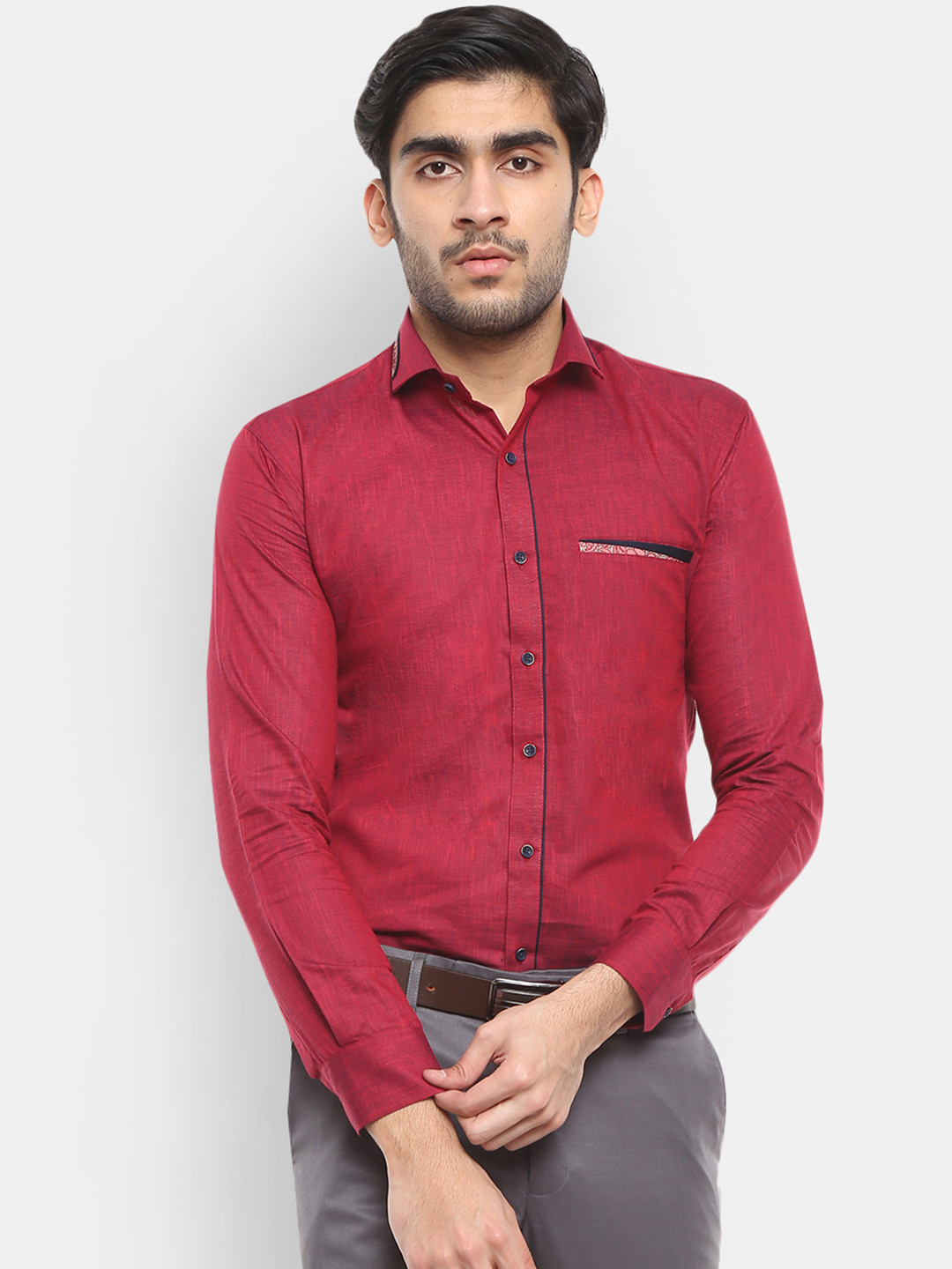 

V-Mart Men Maroon Standard Dobby Party Shirt