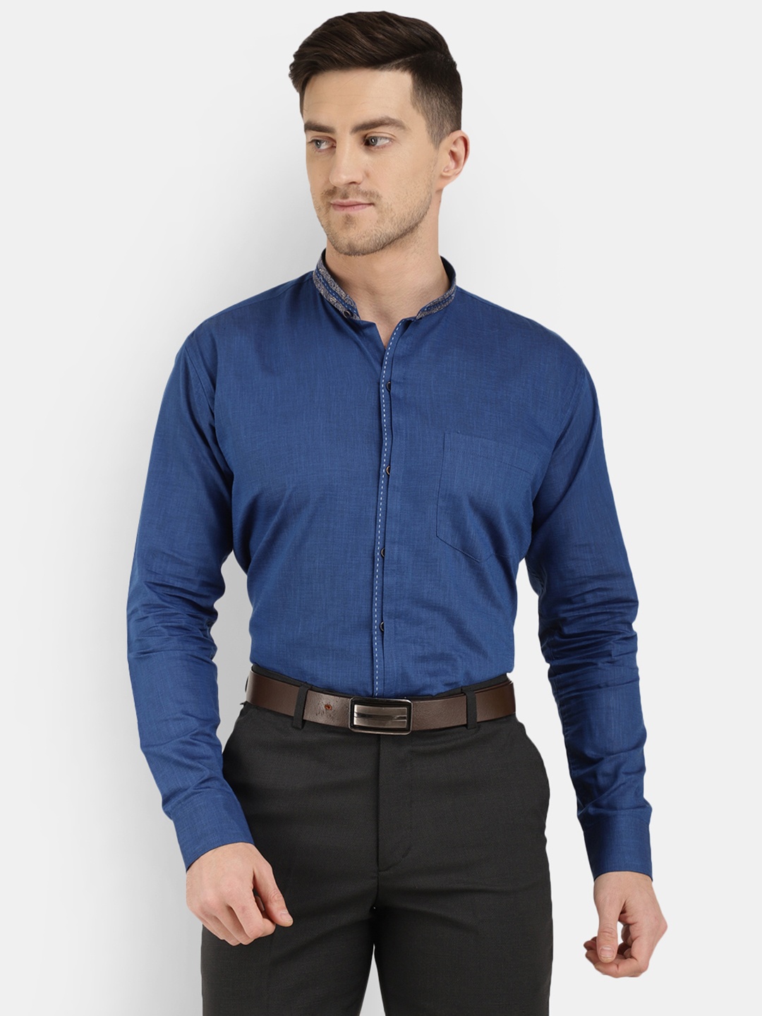 

V-Mart Men Blue Standard Party Wear Cotton Casual Shirt