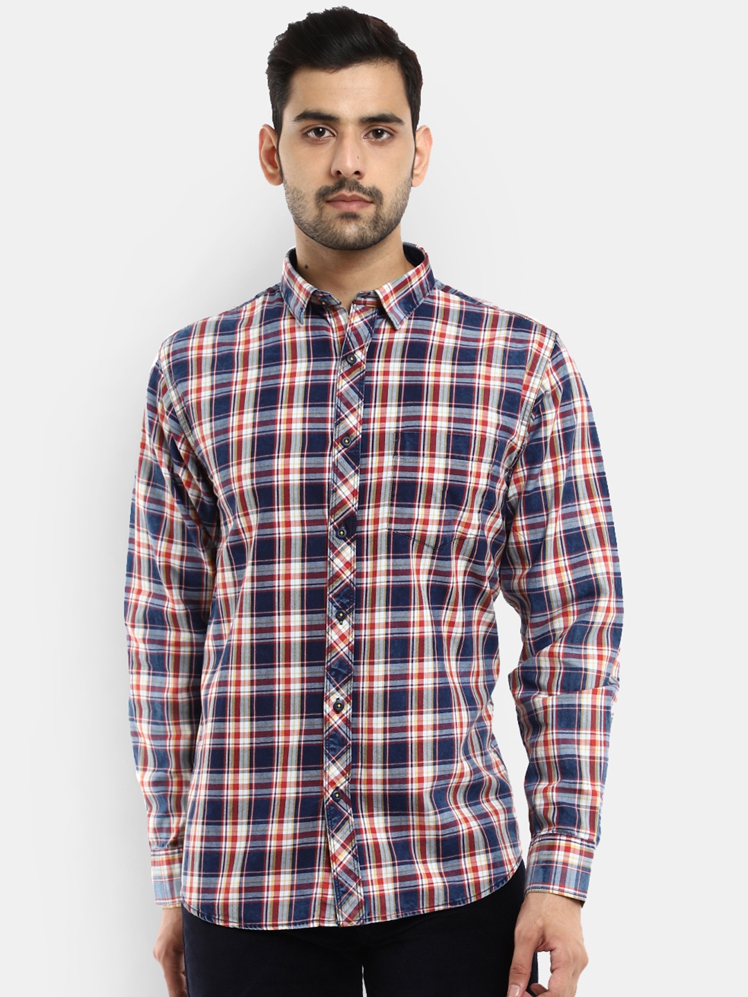 

V-Mart Men Red Standard Tartan Checks Checked Casual Shirt