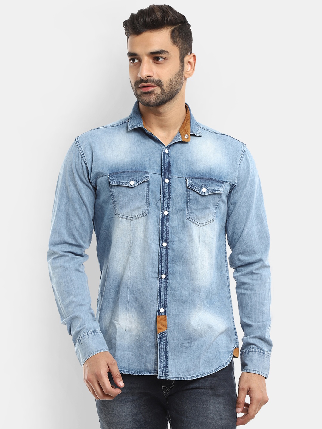 

V-Mart Men Blue Standard Slim Fit Faded Casual Shirt