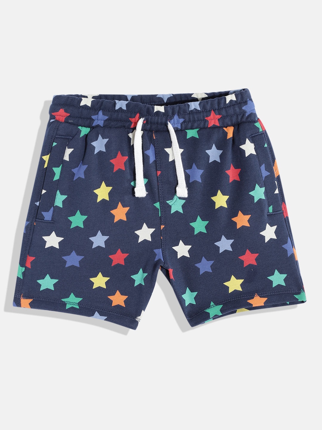 

H By Hamleys Boys Navy Blue & Green Pure Cotton Conversational Print Shorts