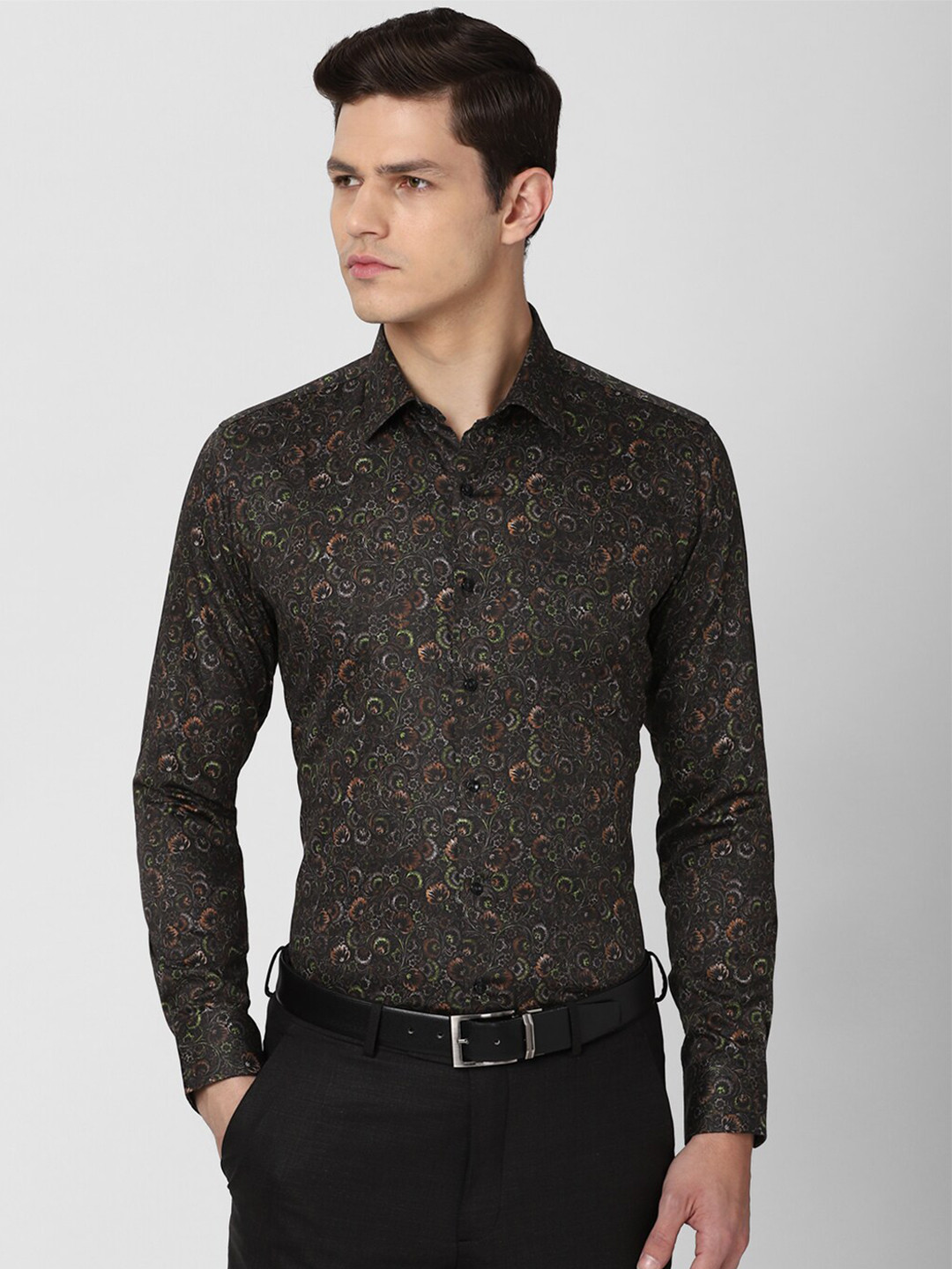 

Van Heusen Men Grey Slim Fit Floral Printed Formal Shirt