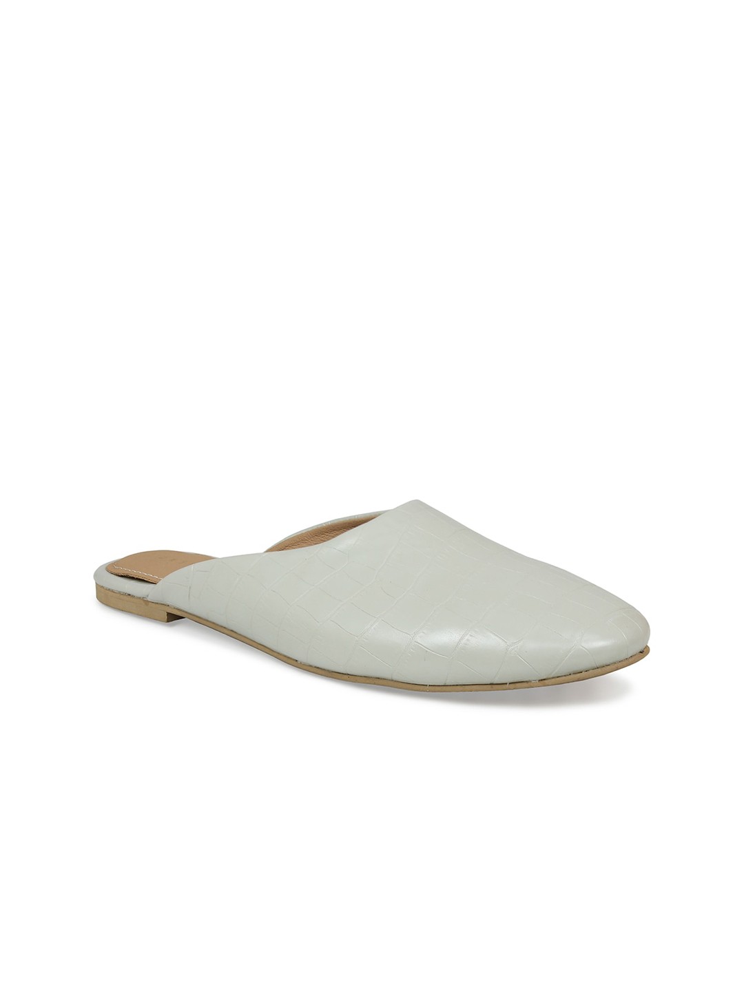 

DESIGN CREW Women Green Textured Mules Flats