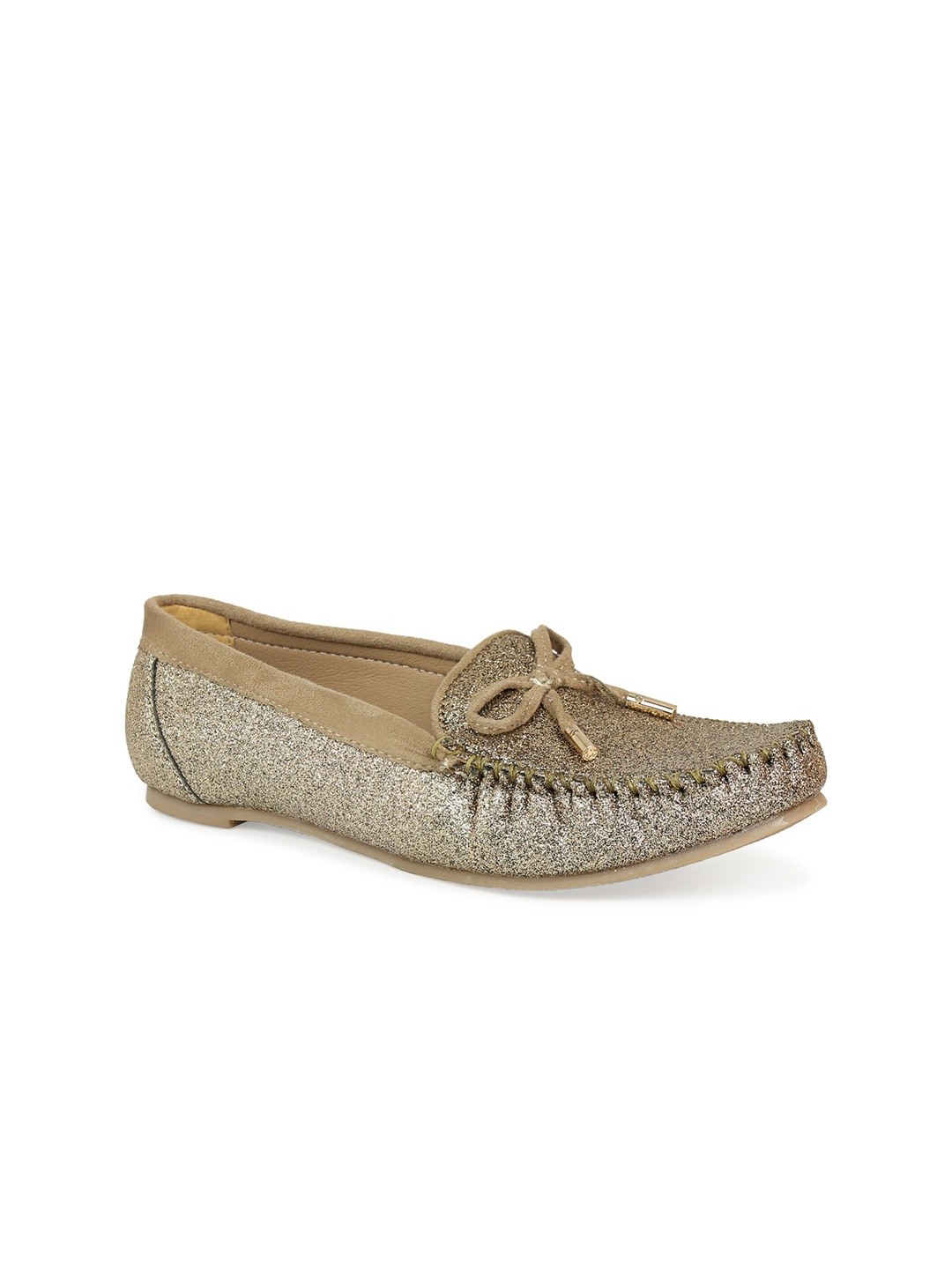 

DESIGN CREW Women Gold-Toned Loafers