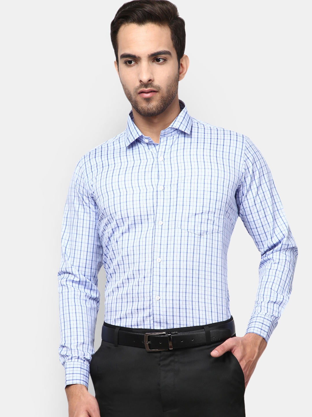 

V-Mart Men Blue Standard Checked Formal Shirt