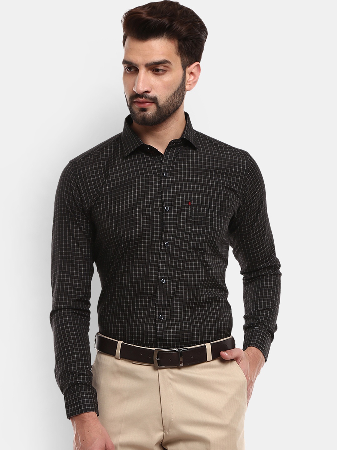 

V-Mart Men Black Standard Checked Formal Shirt