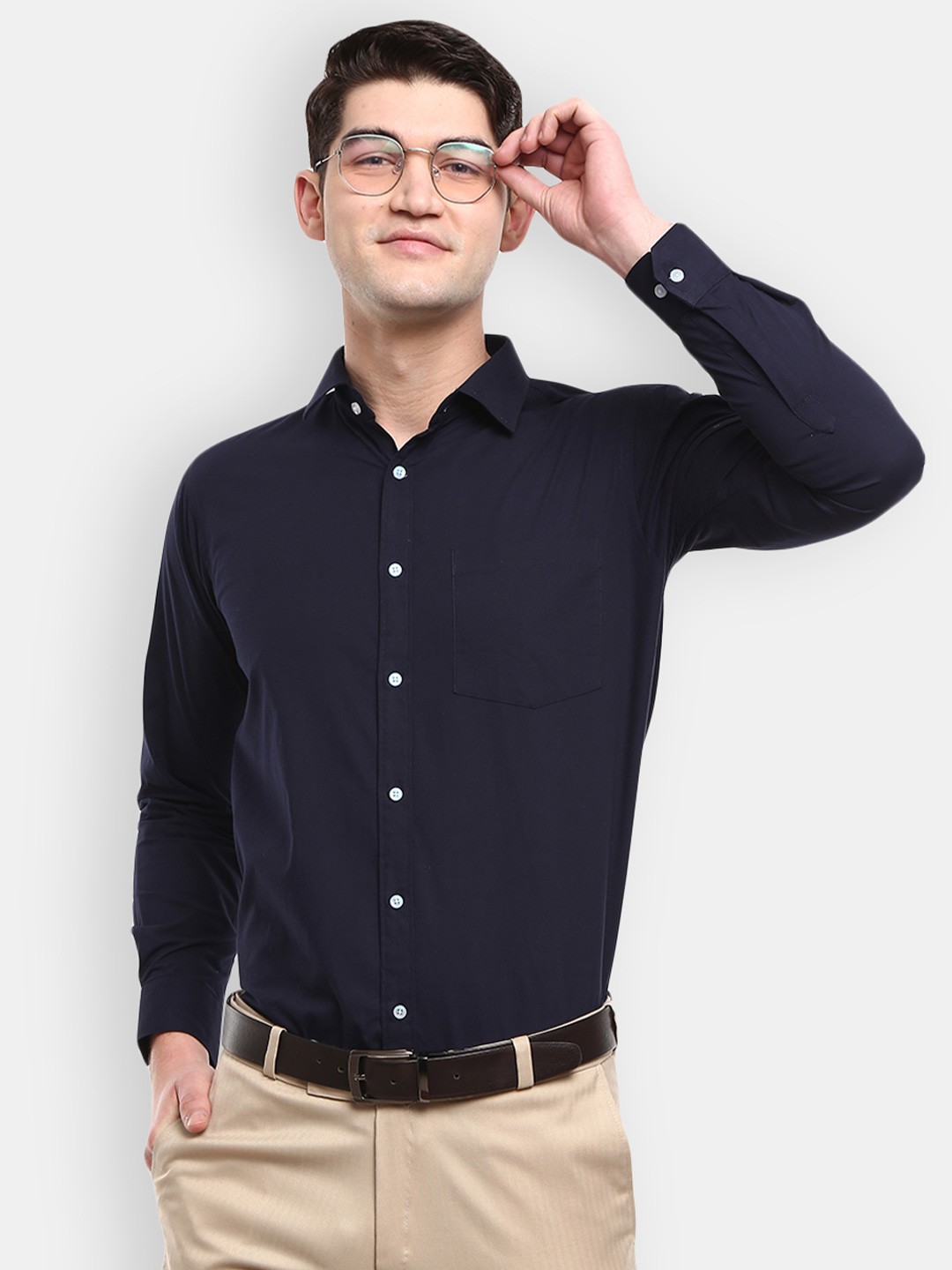 

J White by Vmart Men Navy Blue Standard Formal Shirt