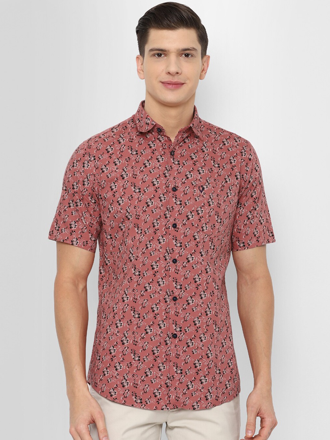 

Allen Solly Men Pink Slim Fit Floral Printed Casual Shirt