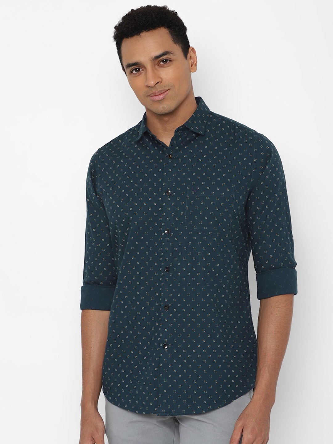

Allen Solly Men Navy Blue Slim Fit Printed Casual Shirt