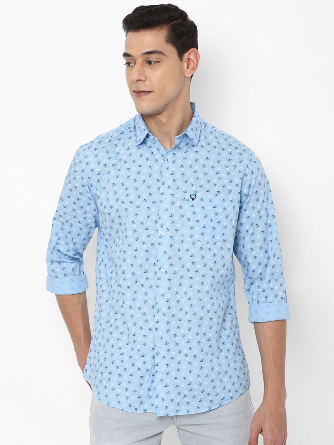 

Allen Solly Men Blue & White Slim Fit Printed Pure Cotton Casual Shirt