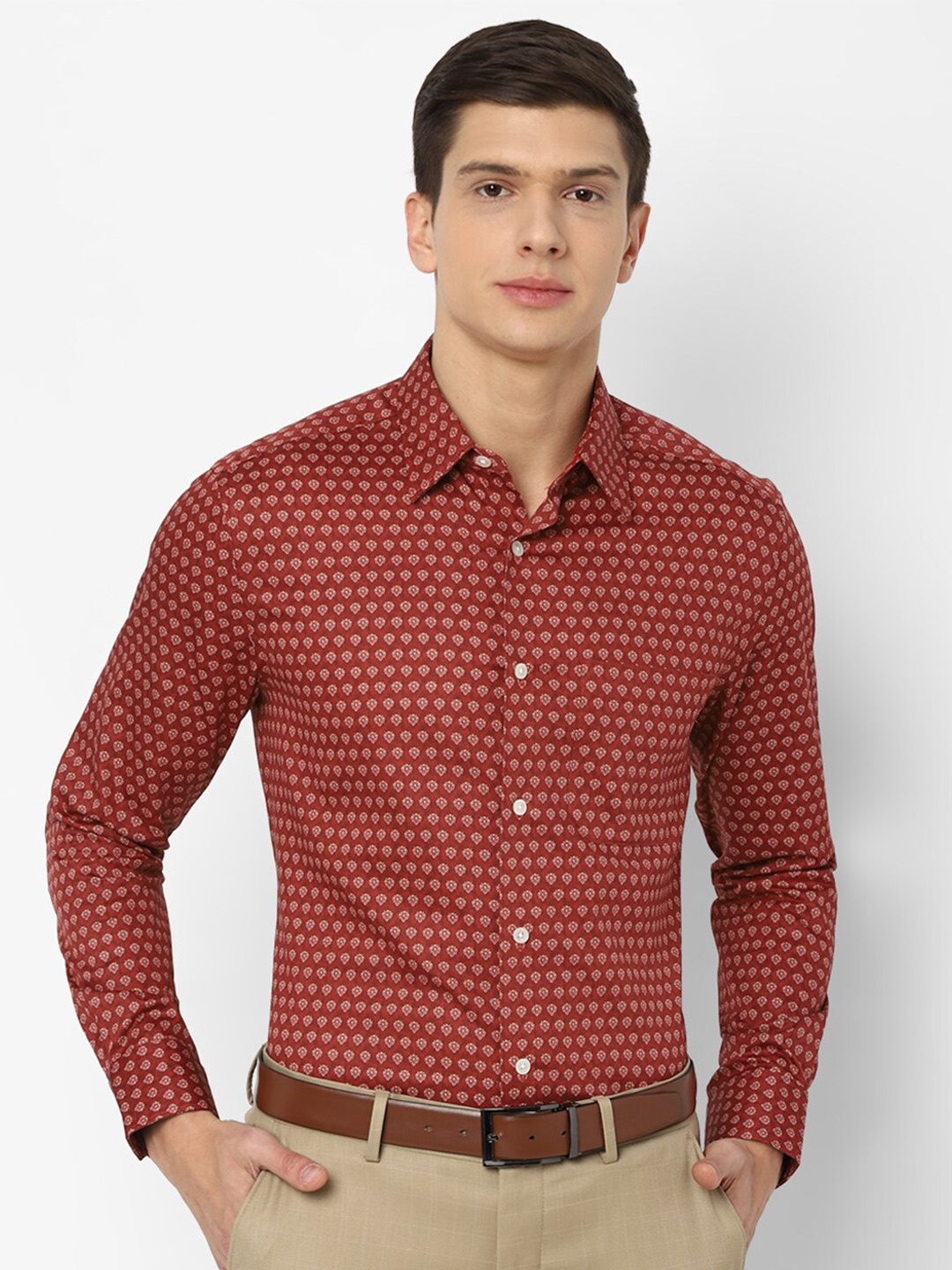 

Louis Philippe Men Red Printed Formal Shirt