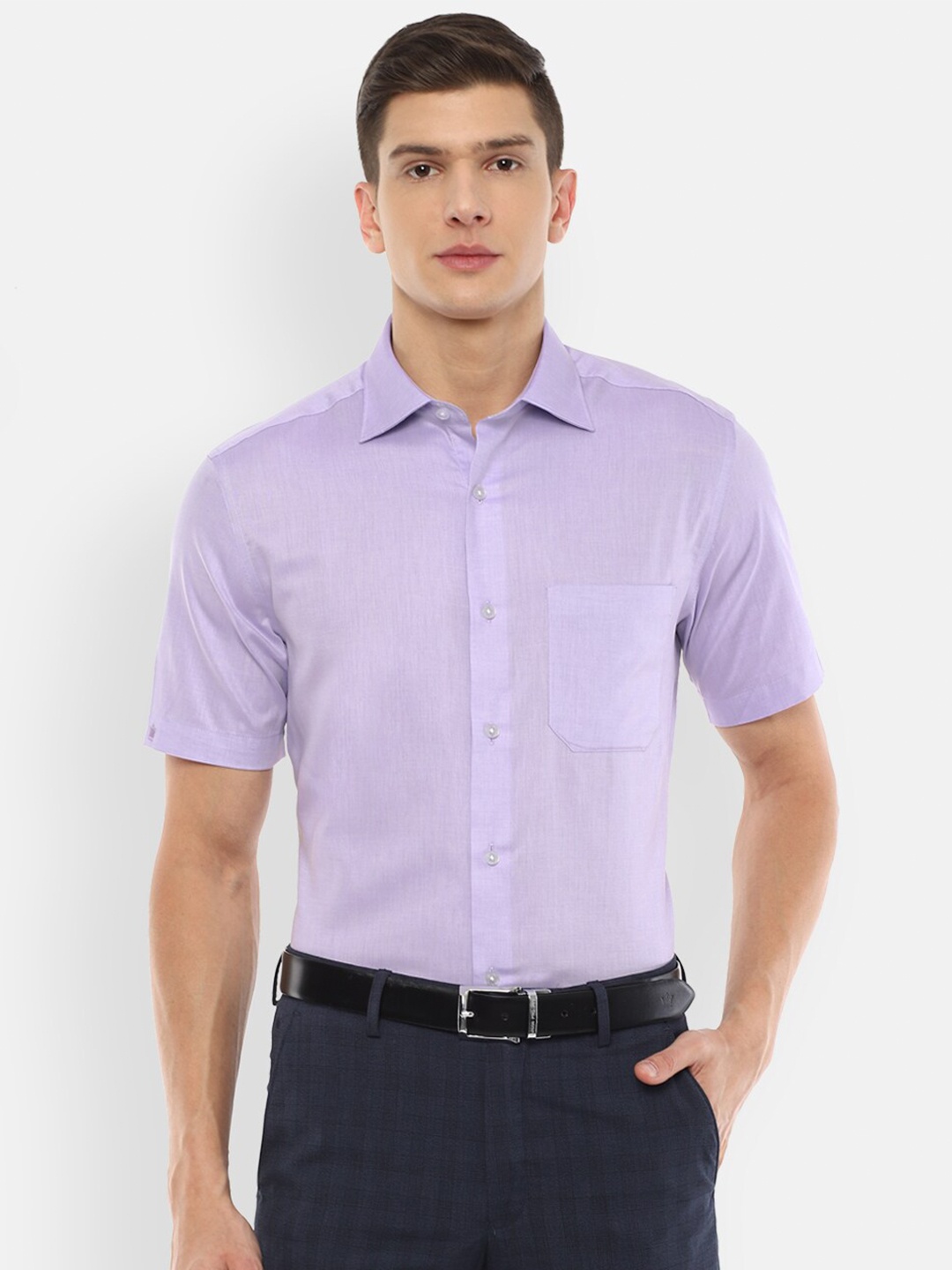 

Louis Philippe Men Purple Cotton Formal Shirt