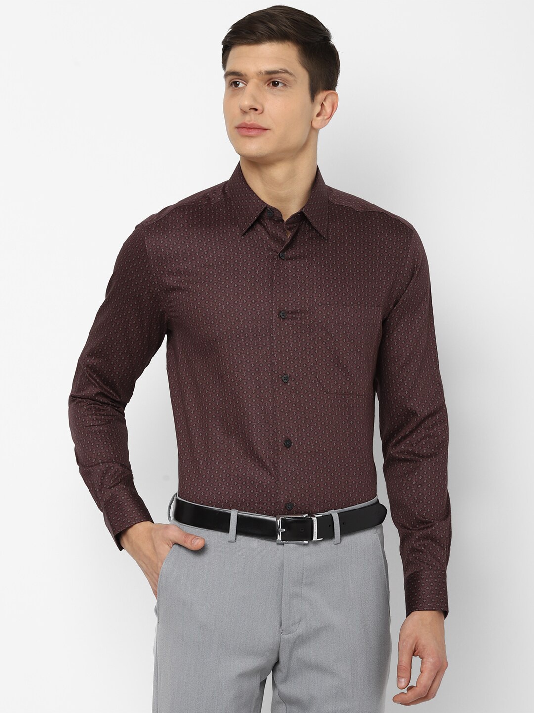 

Louis Philippe Men Brown Printed Formal Shirt