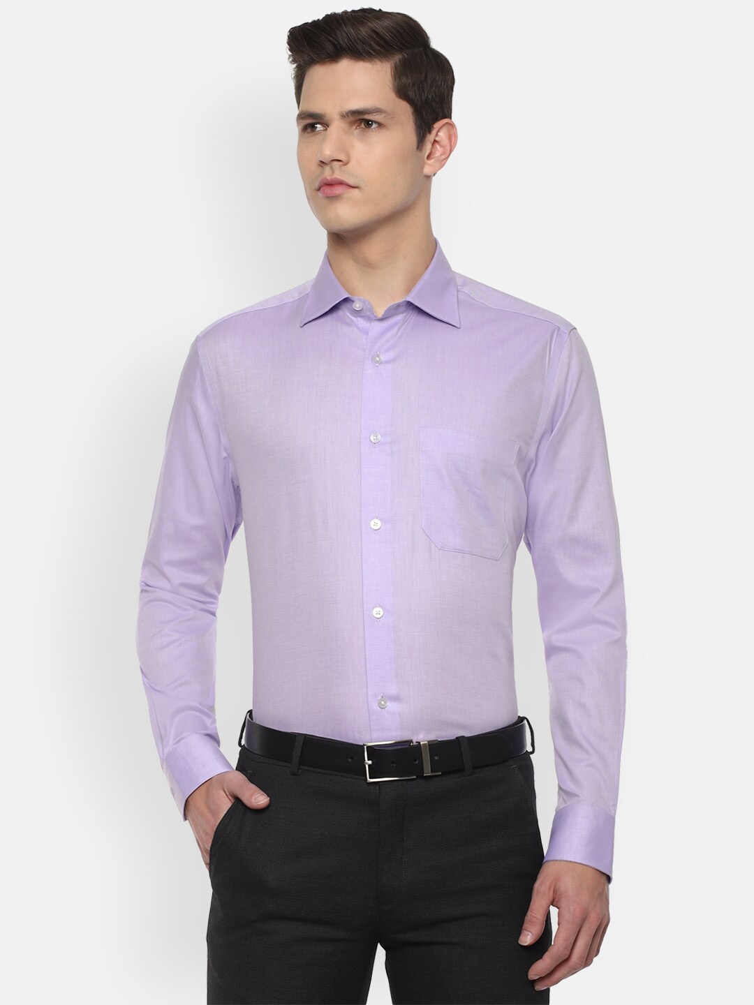 

Louis Philippe Men Purple Solid Slim Fit Cotton Casual Shirt