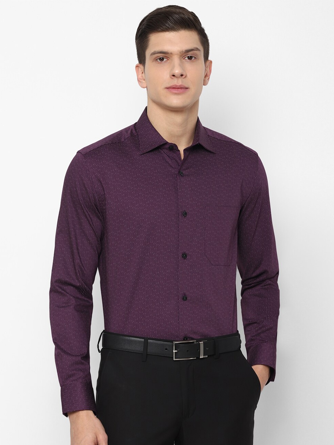 

Louis Philippe Men Purple Printed Regular Fit Pure Cotton Formal Shirt