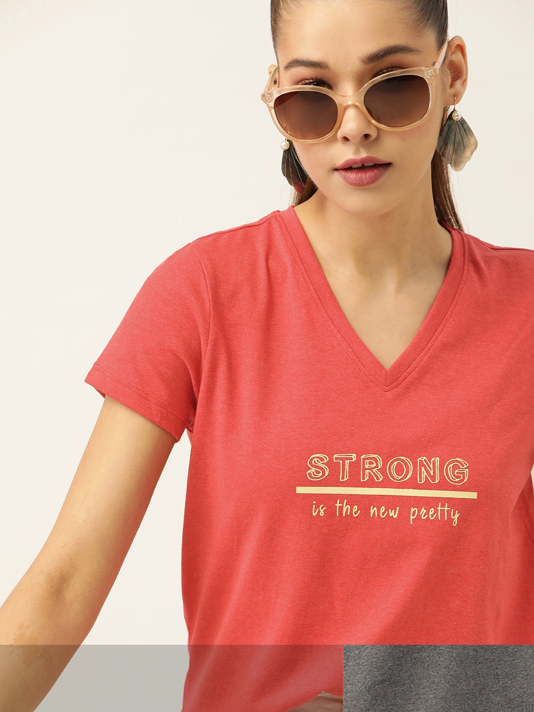 

DressBerry Women Pack of 2 Typography Print T-shirts, Charcoal