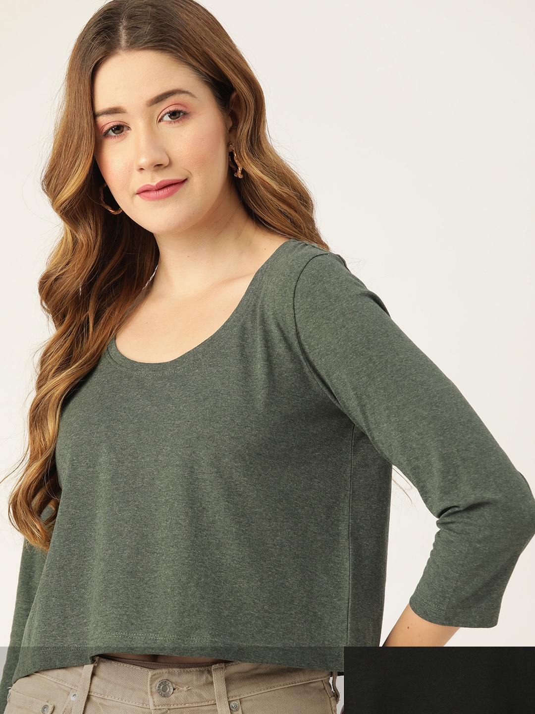

DressBerry Women Pack of 2 Solid T-shirts, Olive