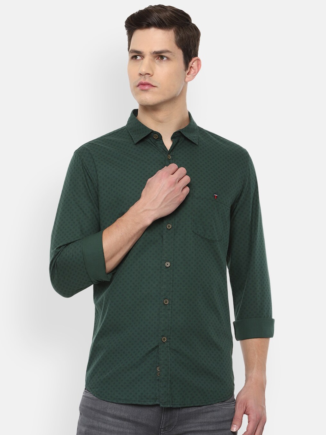 

Louis Philippe Jeans Men Green Slim Fit Printed Casual Shirt