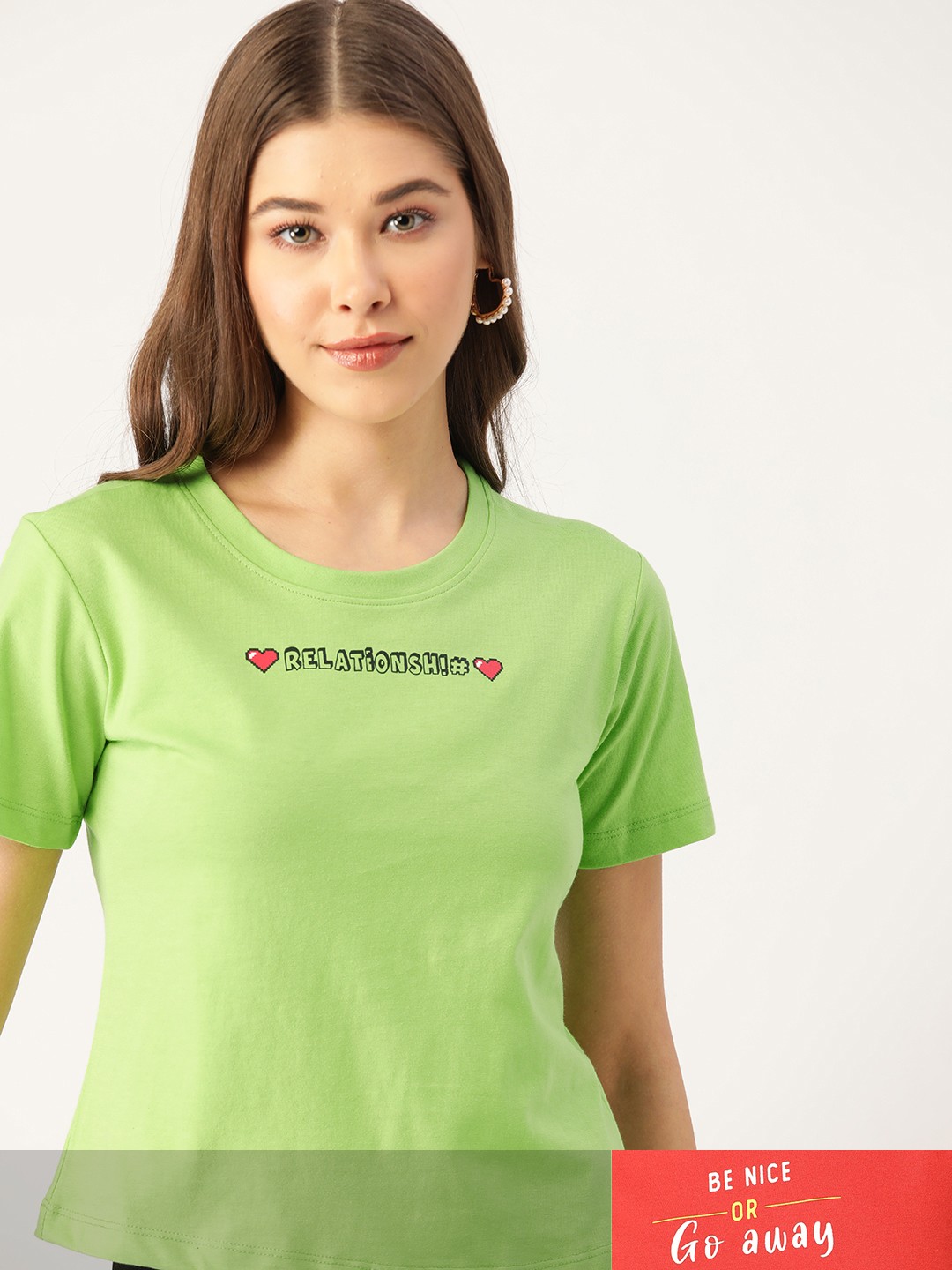 

DressBerry Women Pack of 2 Typography Print T-shirts, Green