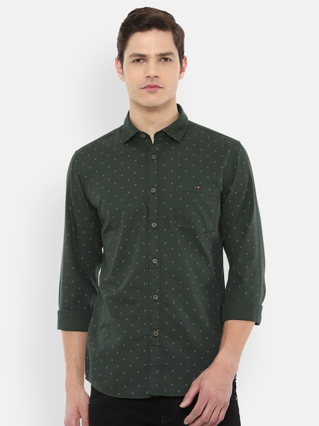 

Louis Philippe Jeans Men Green Slim Fit Printed Casual Shirt