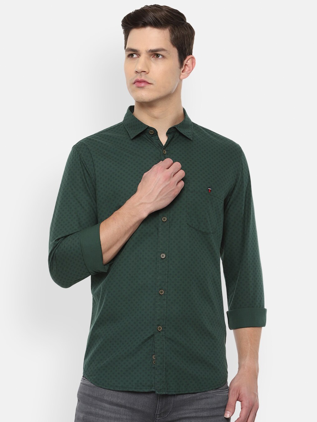 

Louis Philippe Jeans Men Green Slim Fit Printed Cotton Casual Shirt